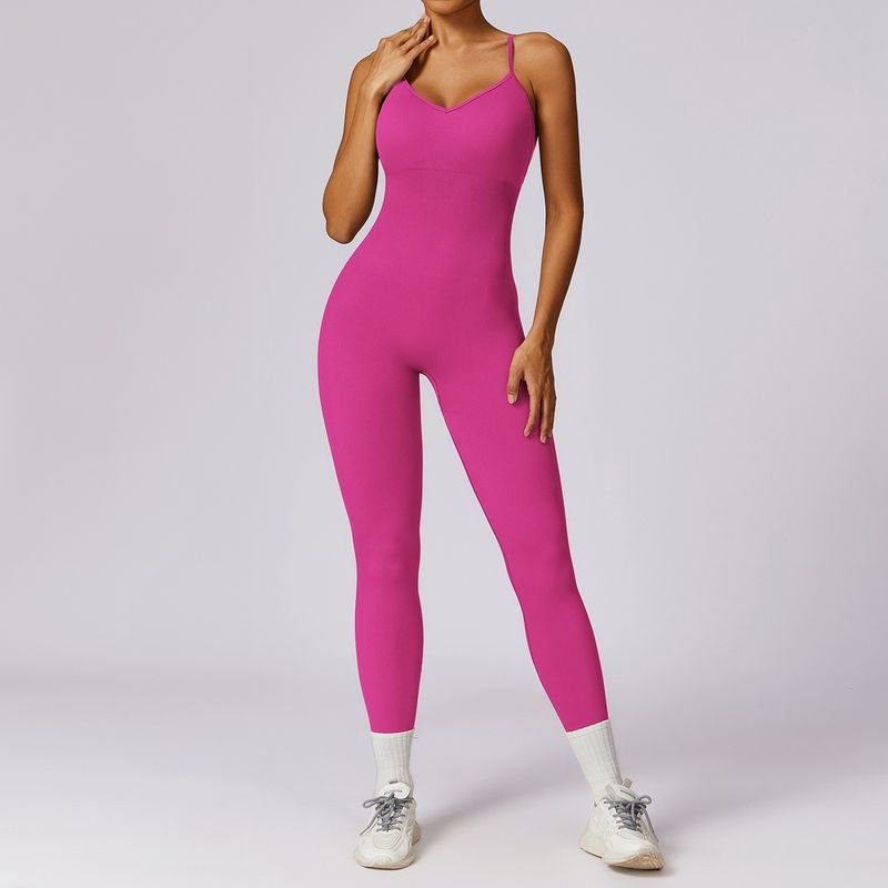 Women Fashion Sexy Cross Backless Tight Hip Sports Yoga Jumpsuits