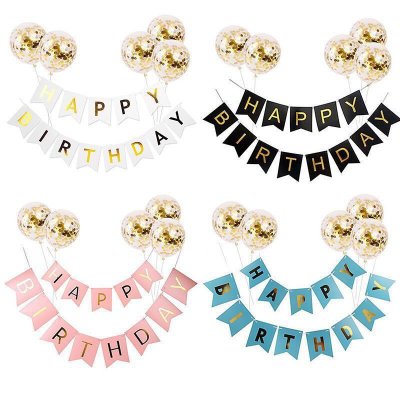 Swallowtail Flag Letter Bunting Sequins Balloon Combination Birthday Party Background Wall Dress Up