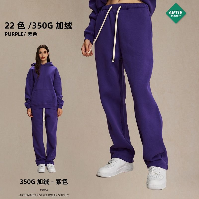 Men Fashion Fleece-Lined Solid Color Sports Casual Pants