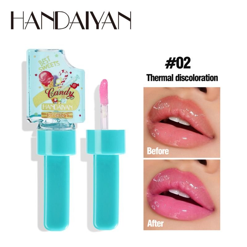 Handaiyan Women Simple Ice Cream Moisturizing Transparent Pearlescent Color Changing Lip Glaze