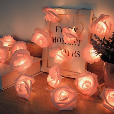 Led Rose Light String Simulation Foam Flower Romantic Valentine'S Day