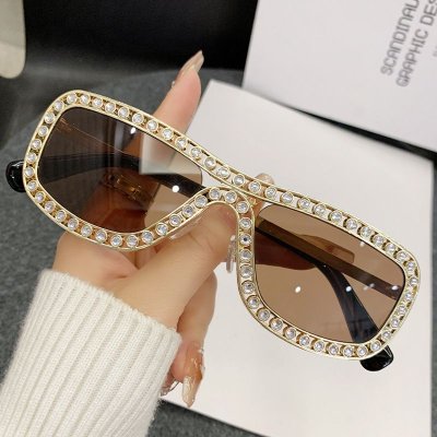 Fashion Men'S And Women'S Square Rhinestone Sunglasses