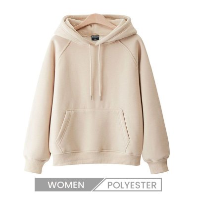 Pure Cotton Casual Pullover Thickened Fleece-Lined Solid Color Spring And Autumn Loose Women'S Hoodie Custom