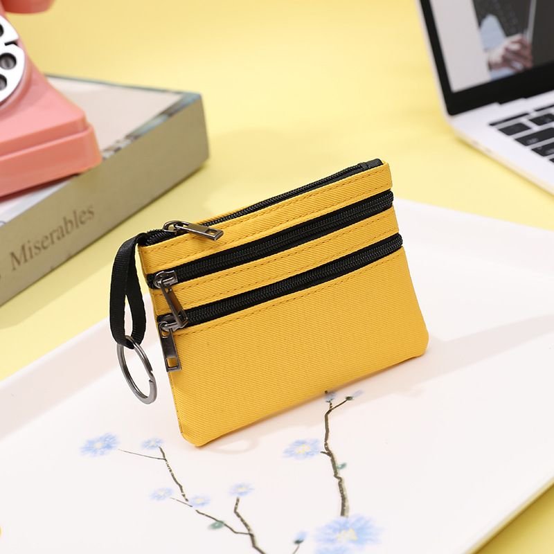 Women Simple Solid Color Multi-Pocket Zipper Wallet