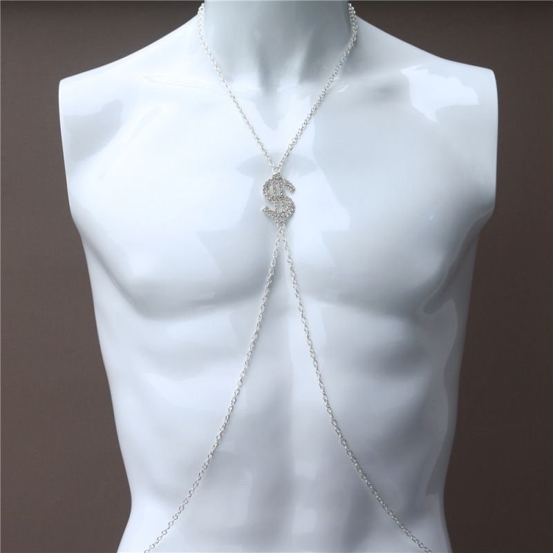 Women'S Fashion Sexy Dollar Breast Support Rhinestone Body Chain