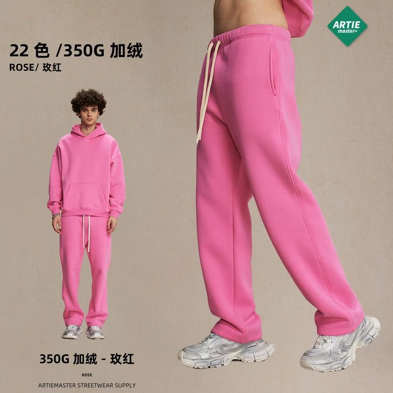 Men Fashion Fleece-Lined Solid Color Sports Casual Pants