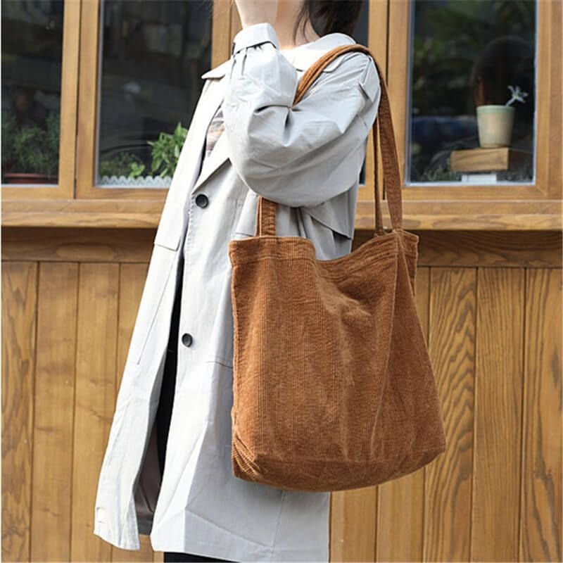 Women Leisure Large Capacity Simple Corduroy Shopping Bag