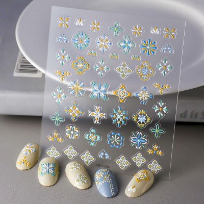 Bohemian Relief Adhesive Waterproof 5d Nail Stickers