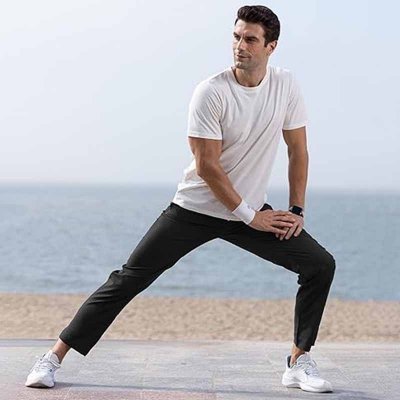 Men Fashion Casual Sports Quick Drying Solid Color Straight Pants