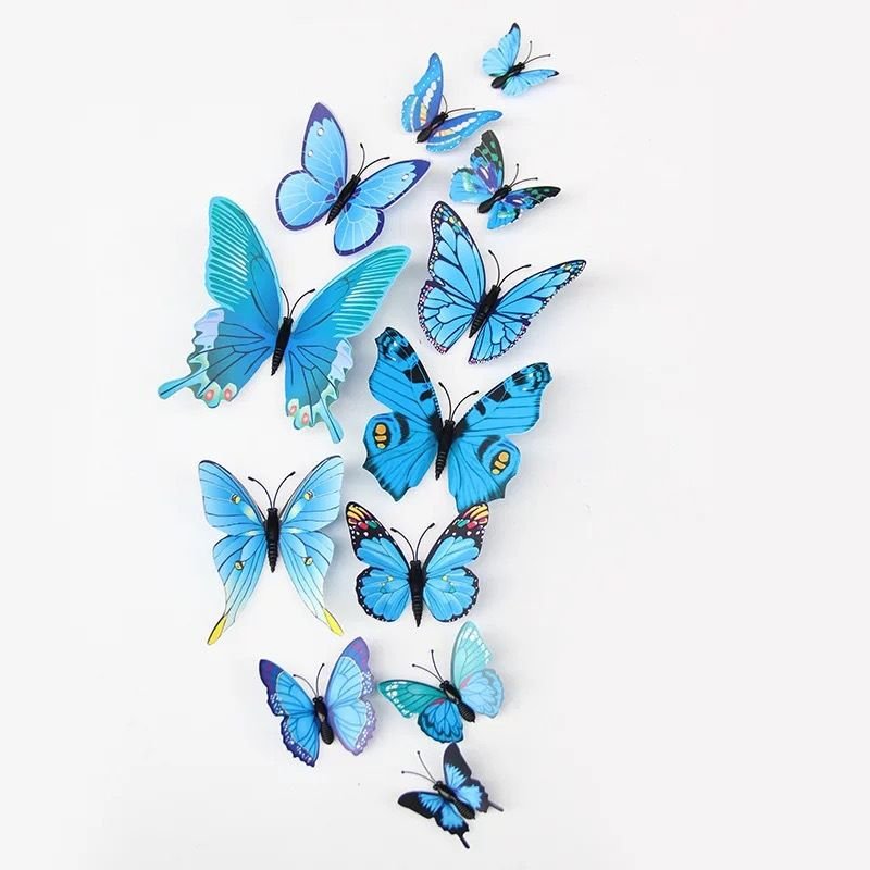 Cartoon Creative Single-Layer Simulation Three-Dimensional Butterfly Home Wall Decoration 12-Set