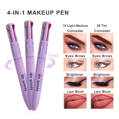 OEM Women Non-Blooming Four-Color Lip Line High-Gloss Eyeliner Eyebrow Pencil 4 In 1 Makeup Pen