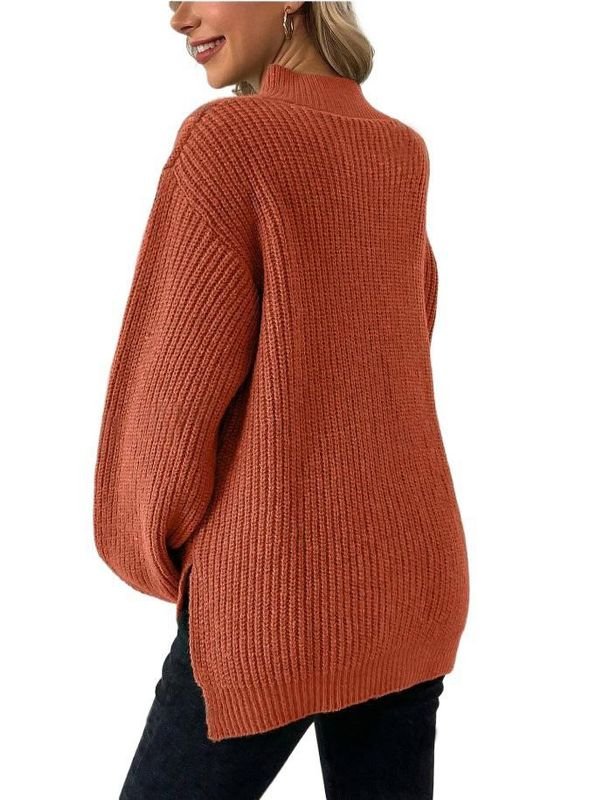 Autumn Winter Pregnant Women Fashion Half Zip Long Sleeve Knitted Sweater