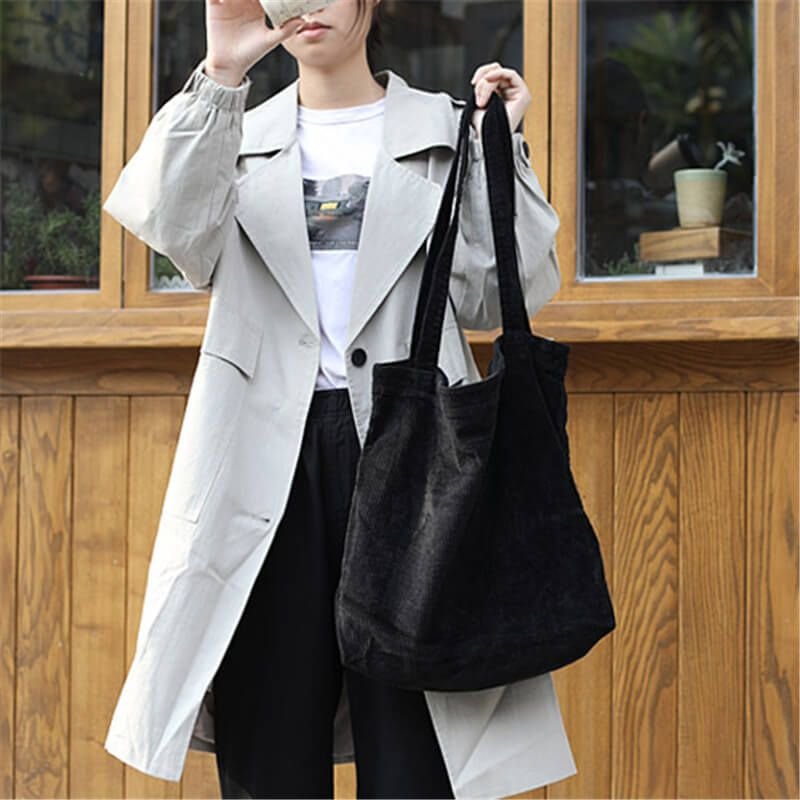 Women Leisure Large Capacity Simple Corduroy Shopping Bag