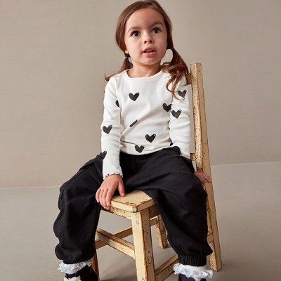 Autumn Toddler Girls Long Sleeve Casual Heart Top Pants Set