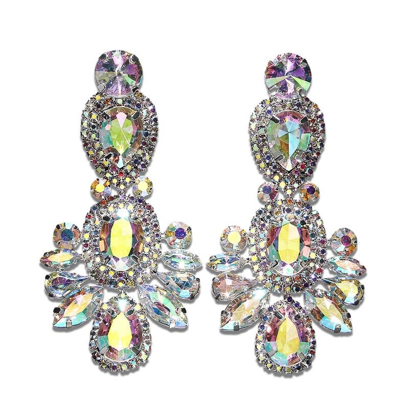 Exaggerated Fashion Color Rhinestone Earrings