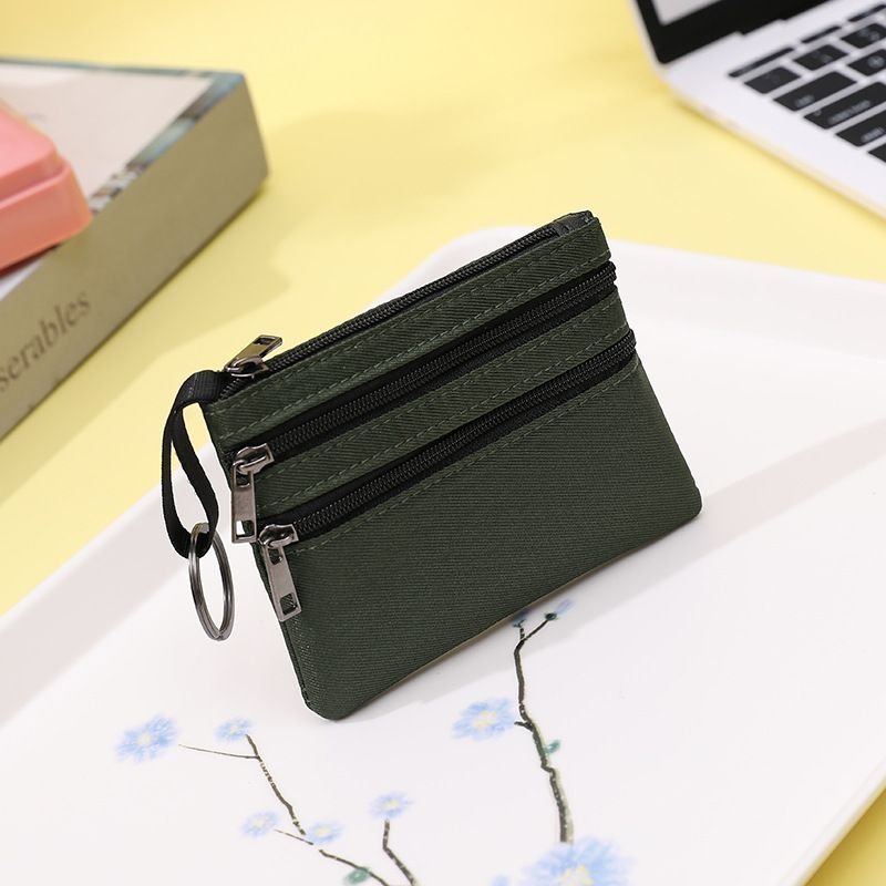 Women Simple Solid Color Multi-Pocket Zipper Wallet