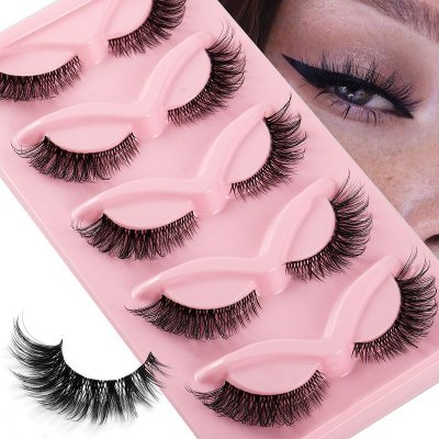 Women Natural Thick Eyelashes Artificial Cat'S Eye False Eyelashes 5 Pair